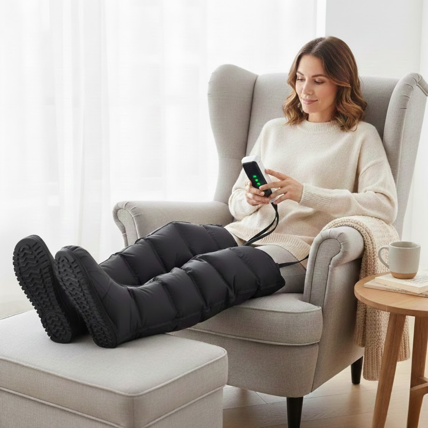 Kompressions-Stiefel gegen müde Beine