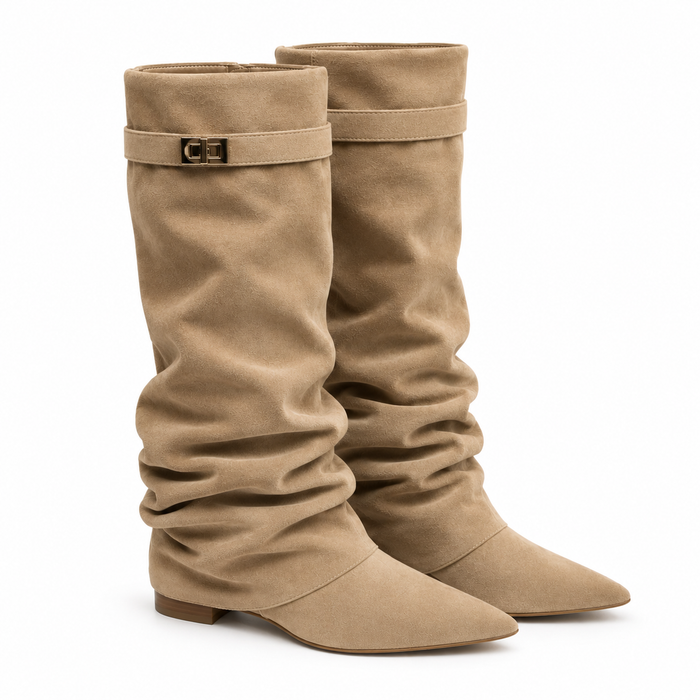 Romy Stiefel – Slouchy Kniestiefel mit Umschlagschaft