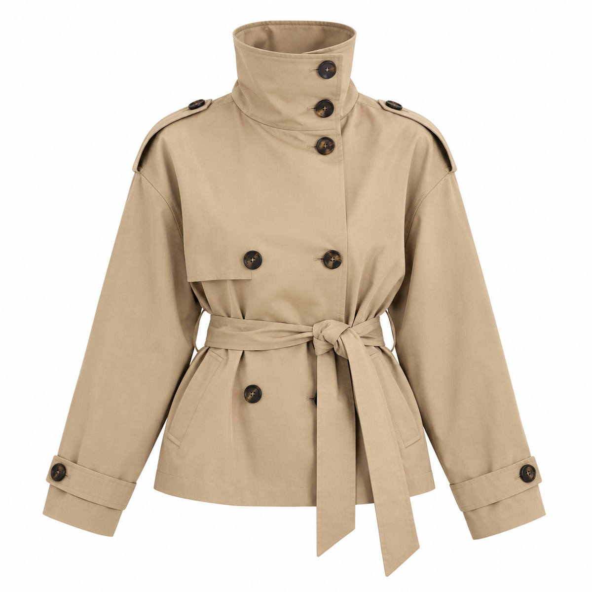 Livia Trenchcoat – Kurzer Damen-Trench mit Stehkragen