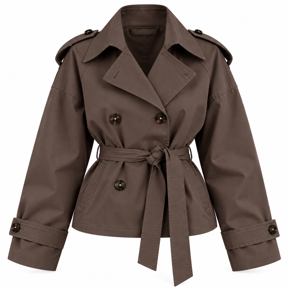 Cleo Trenchcoat – Kurzer Damen-Trench mit Bindegürtel