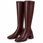 Greta Stretch-Stiefel – Kniehohe Damenstiefel mit Blockabsatz