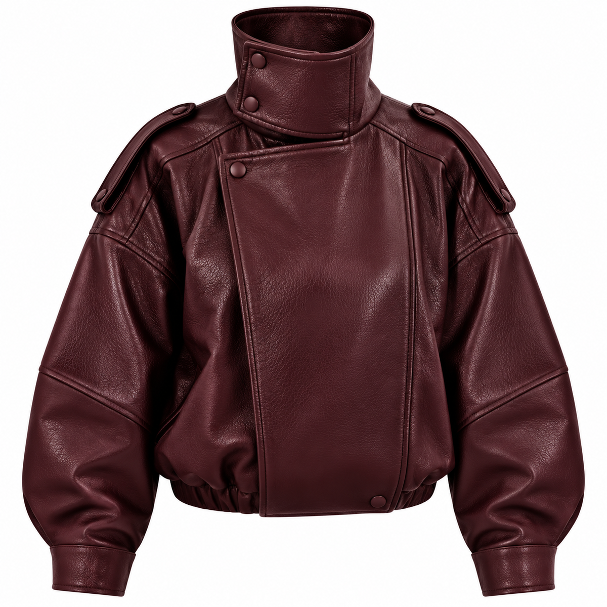 Jade Lederjacke – Kurze Bomberjacke mit Stehkragen