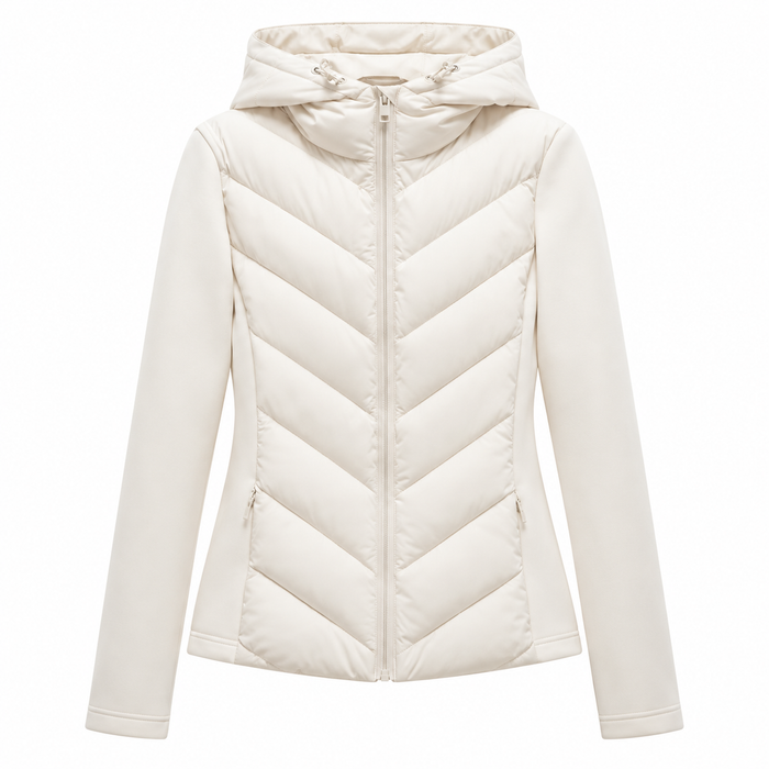 Elise Steppjacke – Taillierte Damen-Hybridjacke mit Kapuze