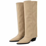 Juna Stiefel – Kniehohe Damenstiefel mit Umschlagschaft