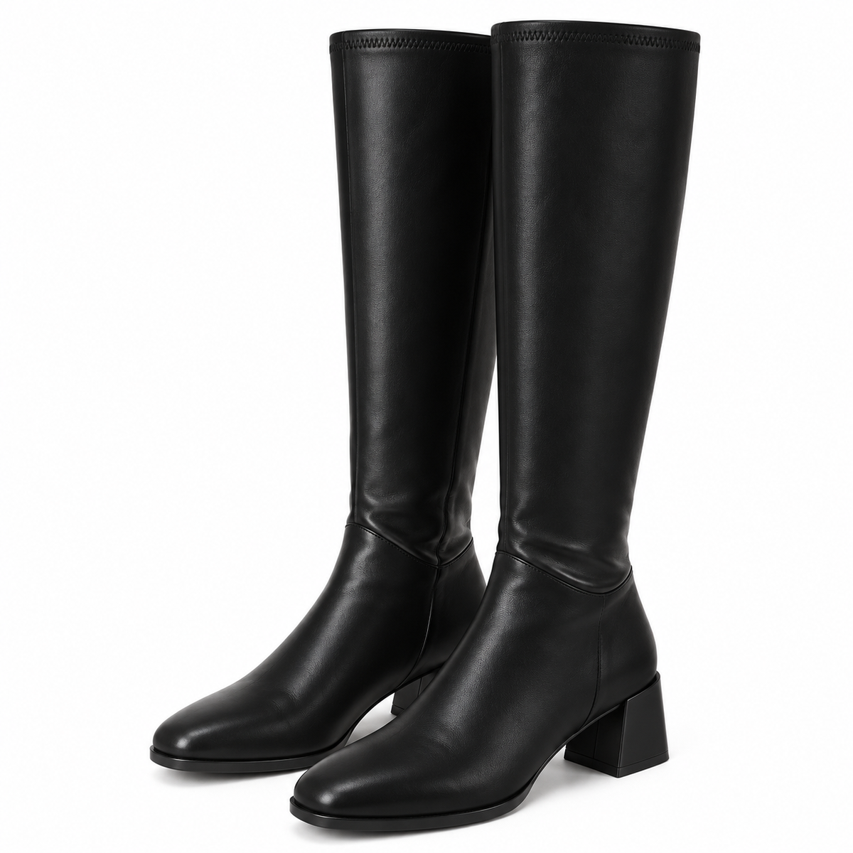 Greta Stretch-Stiefel – Kniehohe Damenstiefel mit Blockabsatz