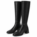 Greta Stretch-Stiefel – Kniehohe Damenstiefel mit Blockabsatz