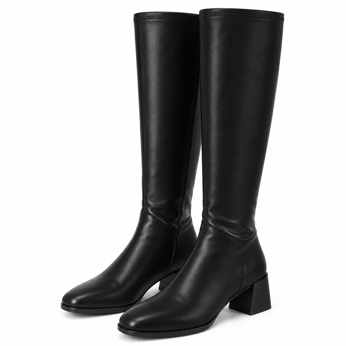 Greta Stretch-Stiefel – Kniehohe Damenstiefel mit Blockabsatz