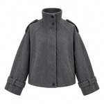 Vera Wolljacke – Oversize Damen-Trenchjacke mit Stehkragen