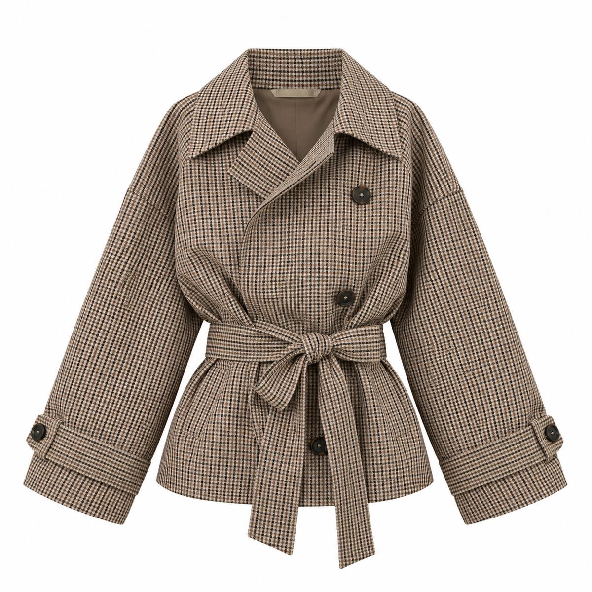 Margot Karo-Trenchcoat – Kurzer Damen-Trench mit Bindegürtel