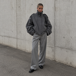 Vera Wolljacke – Oversize Damen-Trenchjacke mit Stehkragen