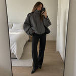 Vera Wolljacke – Oversize Damen-Trenchjacke mit Stehkragen