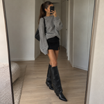 Juna Stiefel – Kniehohe Damenstiefel mit Umschlagschaft