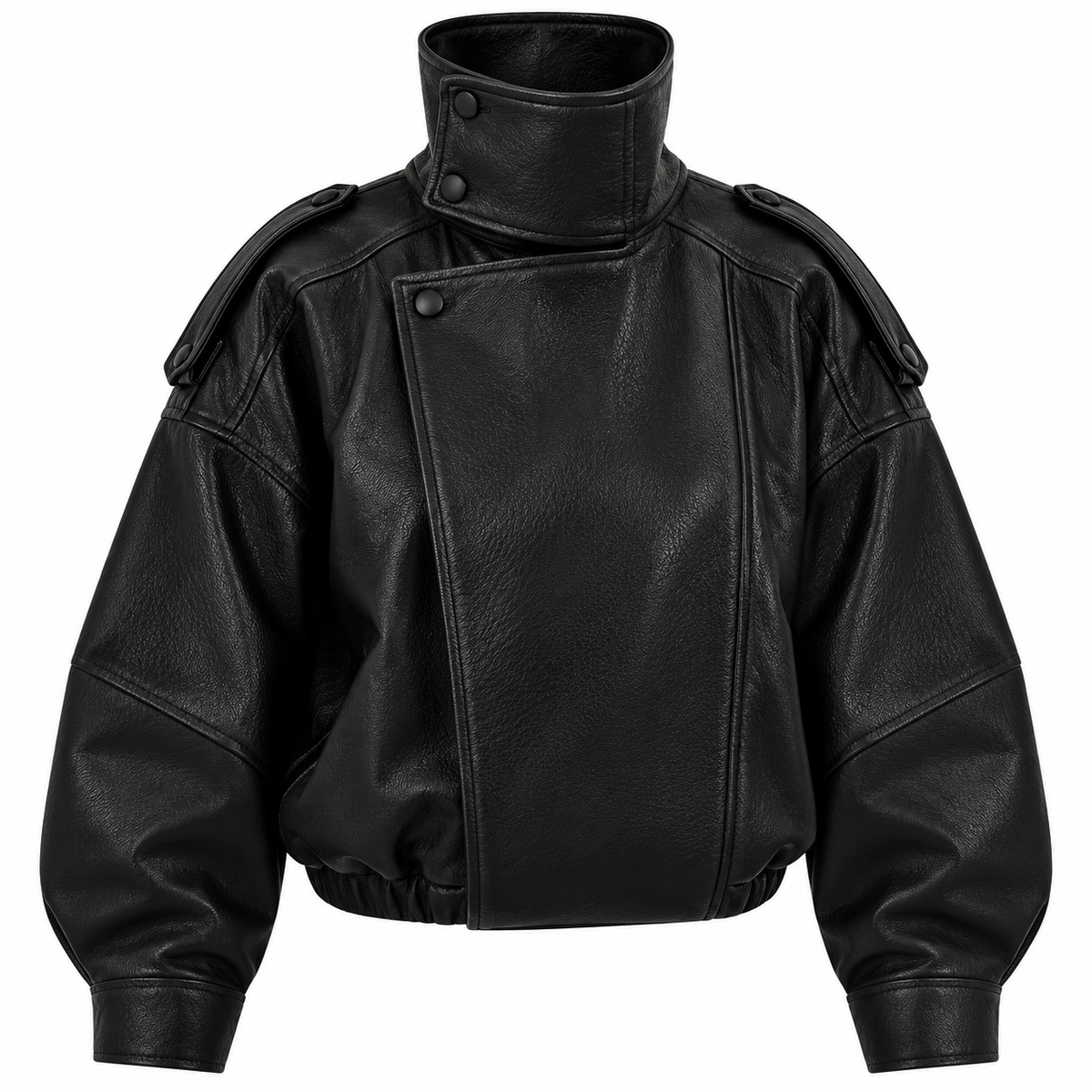 Jade Lederjacke – Kurze Bomberjacke mit Stehkragen