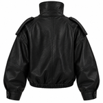 Jade Lederjacke – Kurze Bomberjacke mit Stehkragen