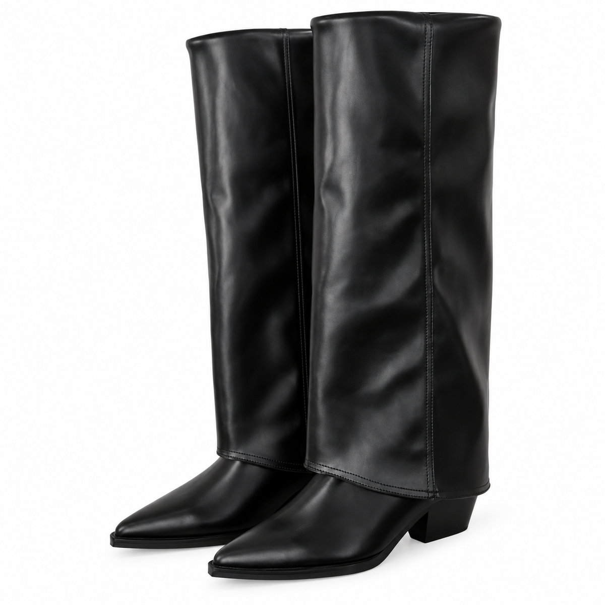 Juna Stiefel – Kniehohe Damenstiefel mit Umschlagschaft