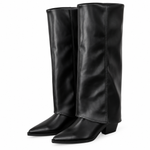 Juna Stiefel – Kniehohe Damenstiefel mit Umschlagschaft