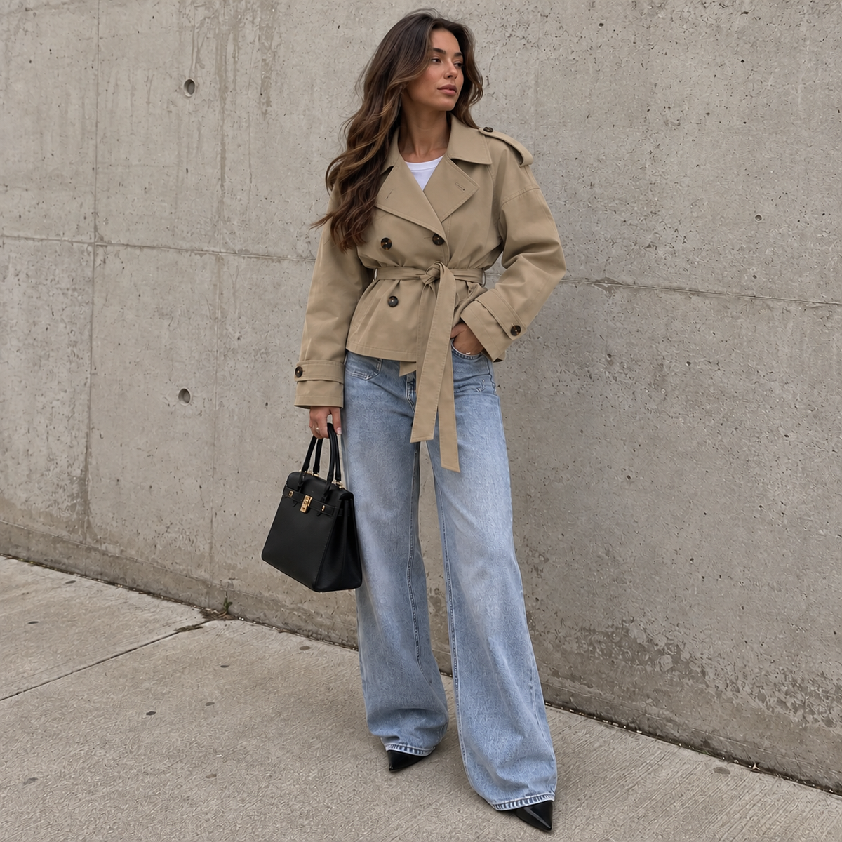 Cleo Trenchcoat – Kurzer Damen-Trench mit Bindegürtel