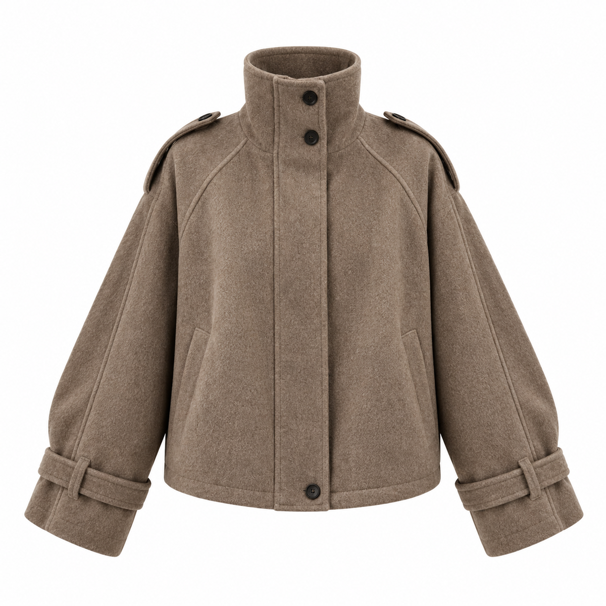 Vera Wolljacke – Oversize Damen-Trenchjacke mit Stehkragen
