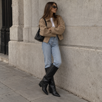 Juna Stiefel – Kniehohe Damenstiefel mit Umschlagschaft