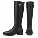 Elin Reitstiefel Schwarz von der Seite und von hinten mit niedrigem Blockabsatz